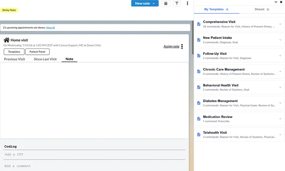 Apply your templates inside any note in one click.