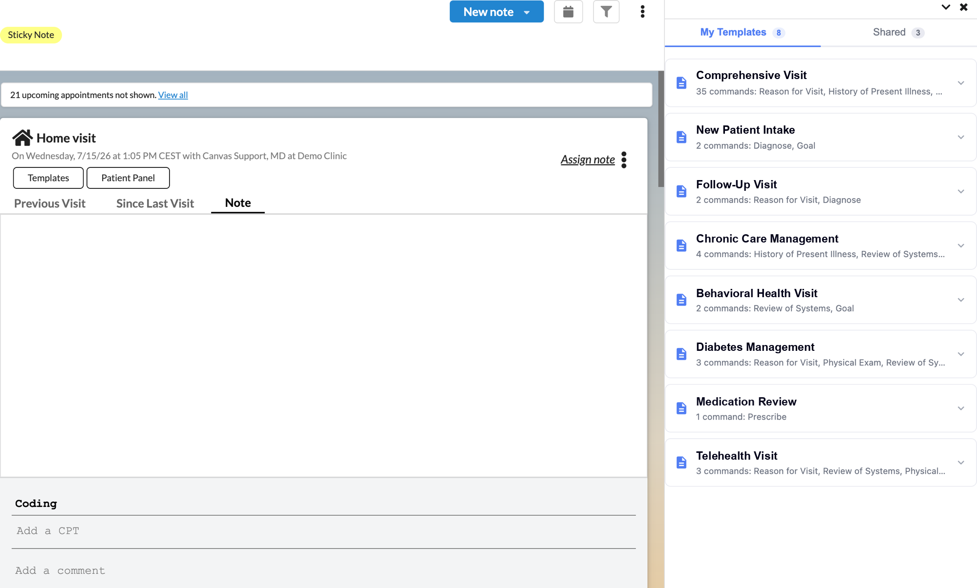 Apply your templates inside any note in one click.